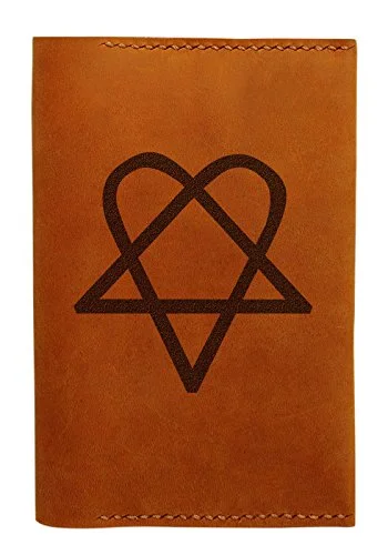 Suitcase with sleek patterns-Him Heartagram Handmade Genuine Leather Passport Holder Case Hlt_01