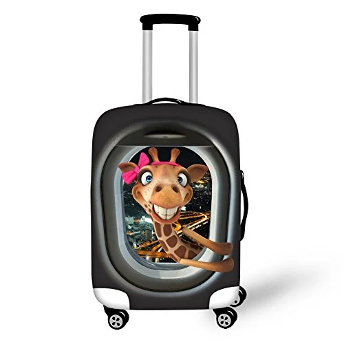 Suitcase with hidden pockets-Hugs Idea 26/28/30 Inch Cute Giraffe Spandex Elastic Luggage Cover Protector With Zipper