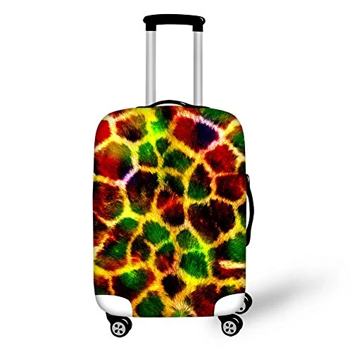 Suitcase with modern logos-Hugs Idea Giraffe Pattern Stylish Durable Dustproof Travel Luggage Productive Cover With Zipper For