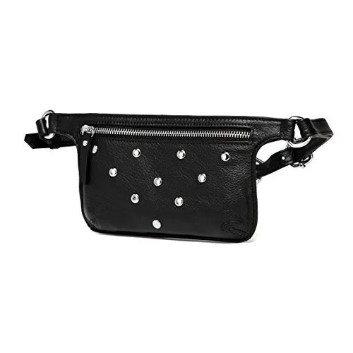 Suitcase with sturdy frame-Jacey Studded Leather Waistbag - Black