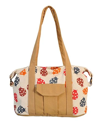 Suitcase with trendy patterns-Ladybug Ladybug Print Picnic, Shopping Multi-Purpose Canvas Zipper Bag