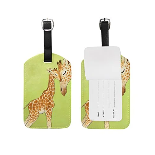 Suitcase with sleek straps-Leisisi Two Giraffes Travel Luggage Tags Suitcase Luggage Bag Tags, Travel Id Bag Tag Airlines