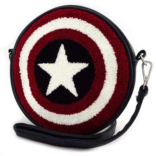 Crossbody with airy fabric-Loungefly Captain America Shield Faux Leather Crossbody Bag Standard