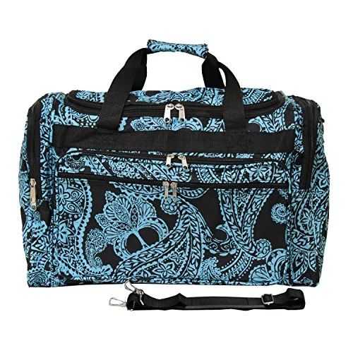 Duffle Bags for warranties-Luggage 19" Duffle Bag, Black Blue Paisley, One Size