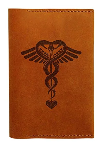 Suitcase for travel essentials-Medical Symbol Handmade Genuine Leather Passport Holder Case Hlt_01