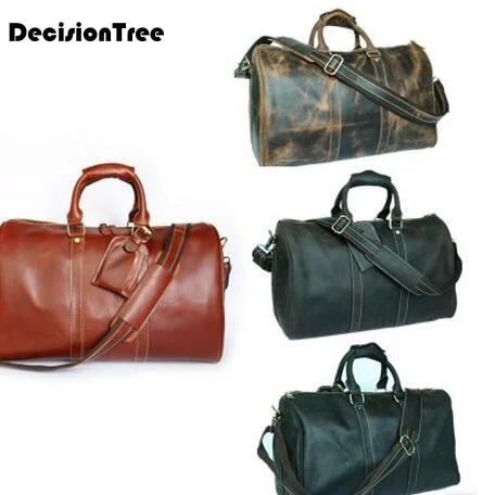 Mens Travel Bags New Fashion Genuine Leather Vintage Handbag Large Capacity Luggage Duffle Bag