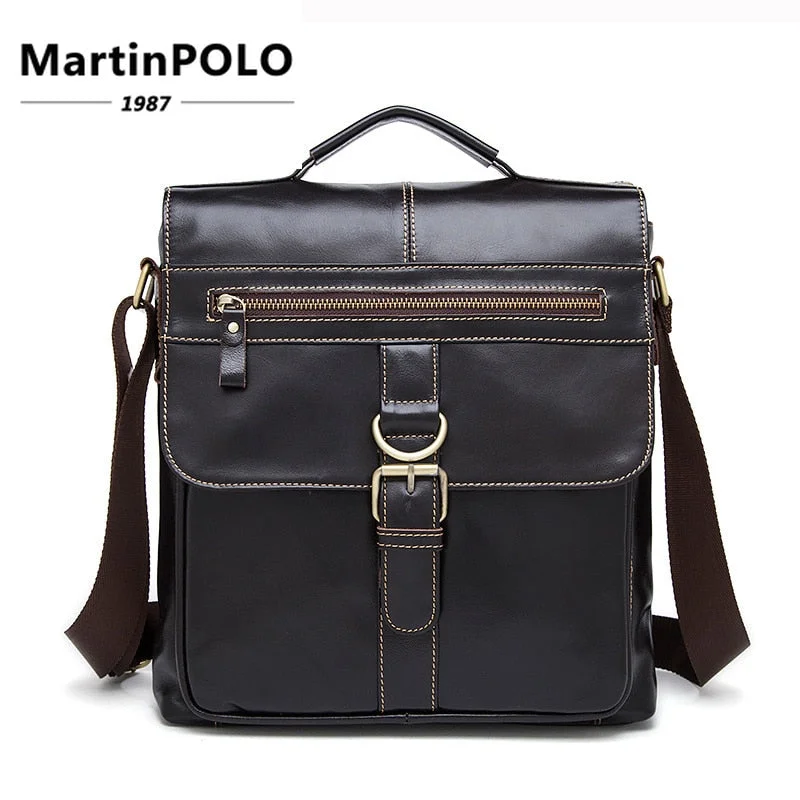 Crossbody for holiday gifts-Messenger Bag Men Leather Shoulder Bag Male Genuine Leather Crossbody Bags For Men Top-Handle Men'S