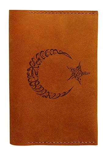 Suitcase with rugged use-Moon And Start Symbol Handmade Genuine Leather Passport Holder Case Hlt_01