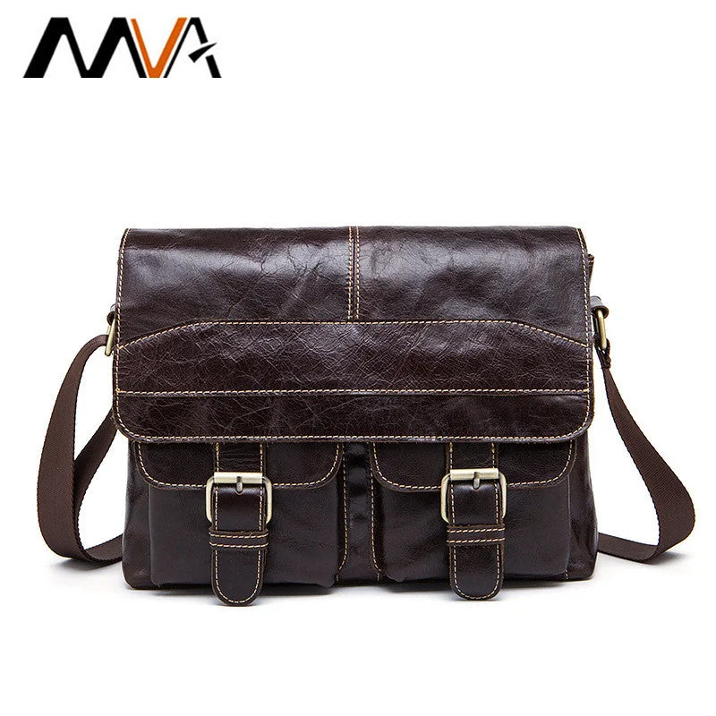 Crossbody for hiking gear-Mva Messenger Bag Men Leather Shoulder Bags Men'S Crossbody Bags Small Business Briefcases Shoulder