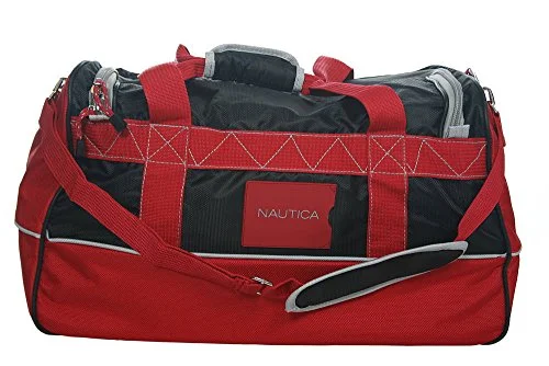 Duffle Bags for decluttering-Nautica Luggage Dockside 22 Inch Duffle Bag, Black/Red/Silver, One Size