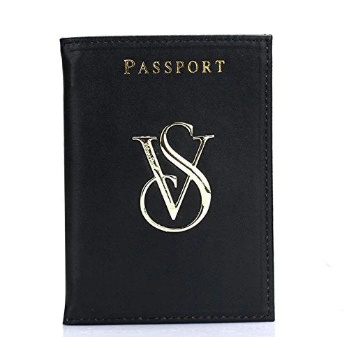 Suitcase for tropical destinations-New Fashion Victorias Secret Passport Holder Vs Logo Of Passport Suit (Black)