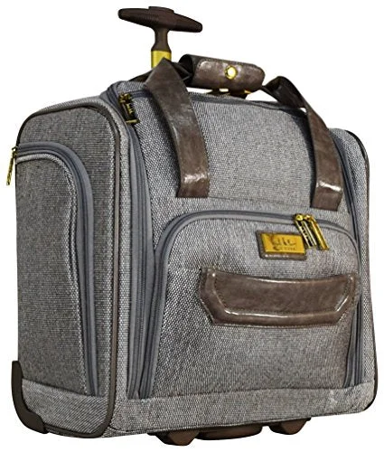 Suitcase for beach getaways-Nicole Miller Jardin Wheeled Under Seat Carry On (Gray)