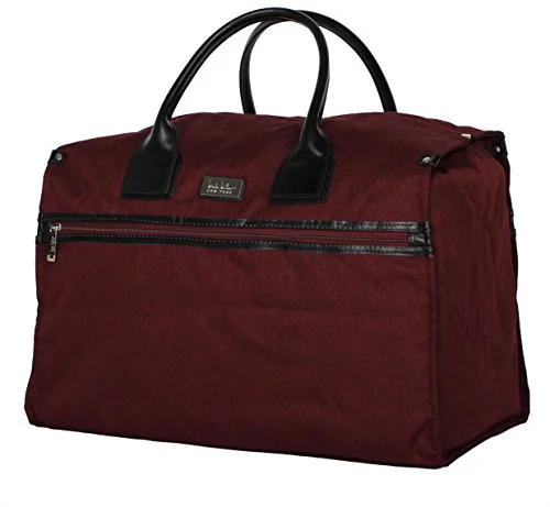 Suitcase for extended trips-Nicole Miller New York Rosalie Collection Weekender Carry On Box Bag (Burgundy)