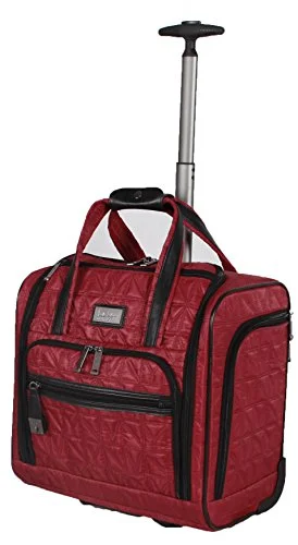 Suitcase for adventure travel-Nicole Miller Signature Quilt Under Seat Bag Carry On (Burgundy)