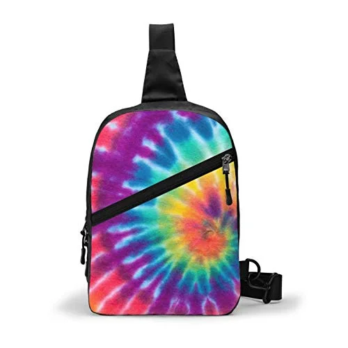 Crossbody for swim gear-NiYoung Adults and Teen Shoulder Backpack Chest Crossbody Anti-Theft Sling Backpack Chest Bag for Travel Bike Gym, Spiral Tie Dye