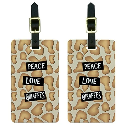 Suitcase with adjustable straps-Peace Love Giraffes Luggage Tags Suitcase Carry-On Id Set Of 2