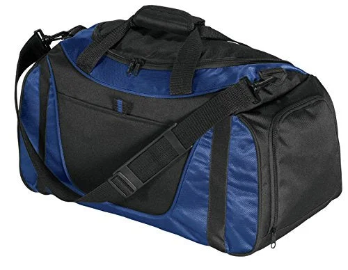 Suitcase with large pockets-Port & Company Luggage-And-Bags Improved Two Tone Small Duffel Osfa Navy/ Black