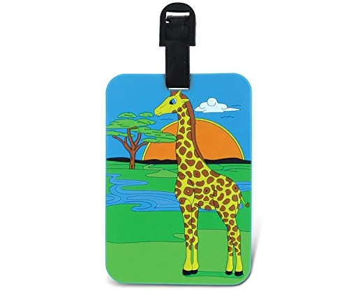 Suitcase for cruise vacations-Puzzled Giraffe Taggage! Easy Identification Luggage Tag 3.5X5 Inch