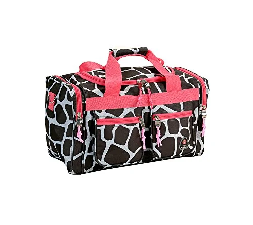 Suitcase for adventure trips-Rockland Luggage 19 Inch Tote Bag, Pink Giraffe, One Size