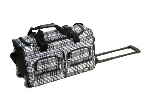 Duffle Bags for sewing-Rockland Luggage 22 Inch Rolling Duffle Bag, Black Cross Plaid, One Size