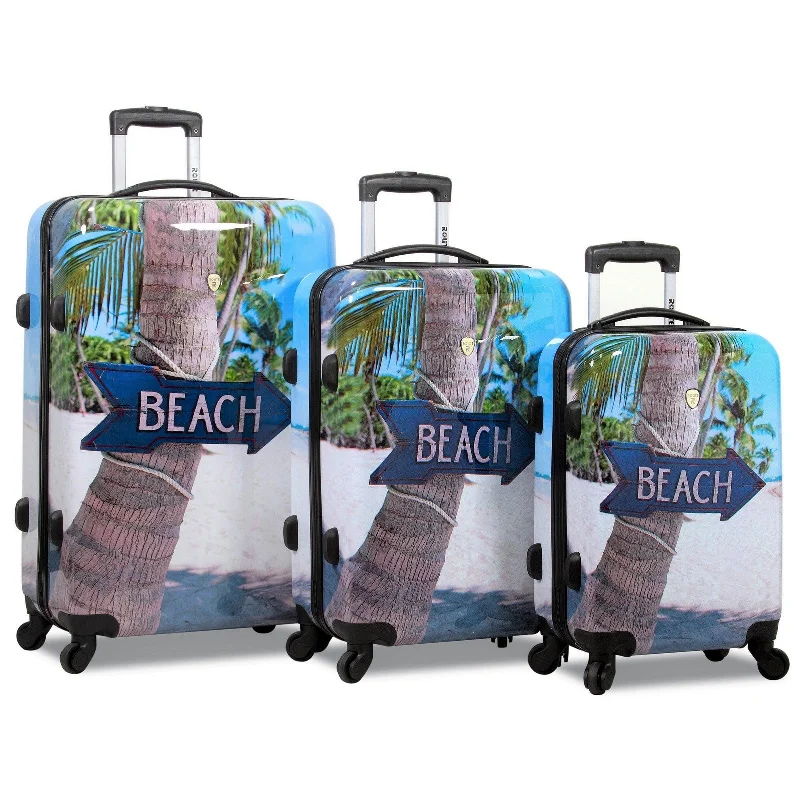 Suitcase for beach trips-Rolite Beach Arrow Sign Hardside 3-Piece Spinner Luggage Set