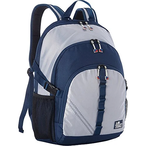 Suitcase for long-distance travel-Sailorbags Silver Spinnaker Daypack (Silver With Blue Trim)