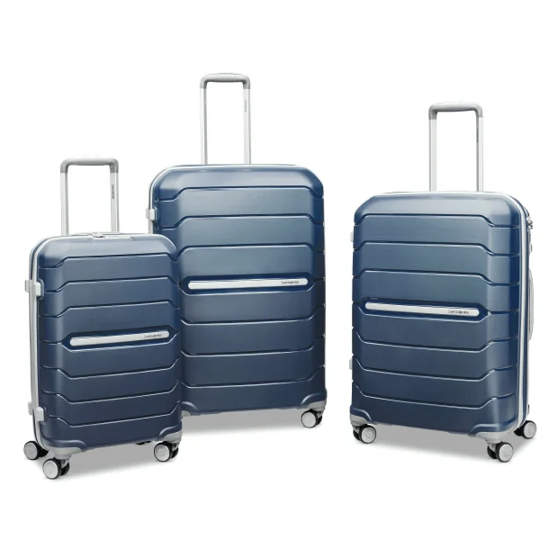 Suitcase with extra padding-Samsonite Freeform 3 Piece Set 21|24|28 Inch Expandable Spinners (Navy)