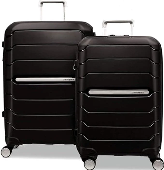 Suitcase with sleek designs-Samsonite Freeform Hardside Expandable Luggage with Spinners, Black, 2PC SET (Carry-on/Large)