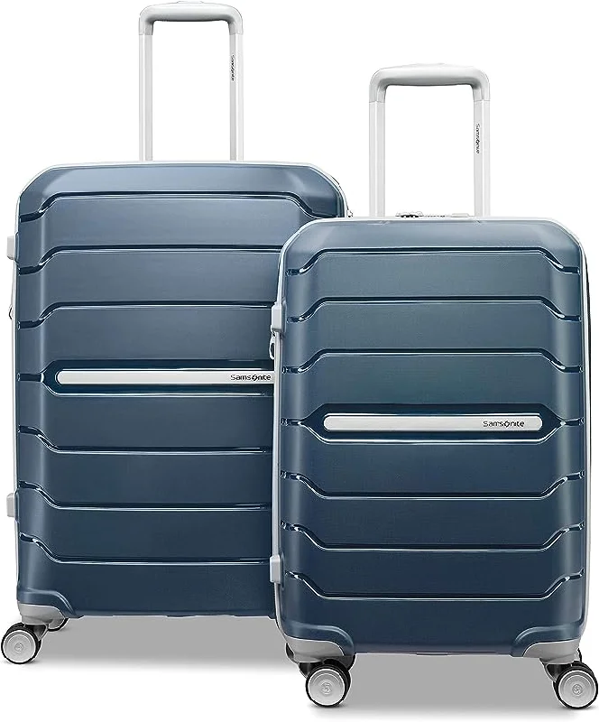 Suitcase for cruise vacations-Samsonite Freeform Hardside Expandable with Double Spinner Wheels, Navy, 2-Piece Set (21/28)