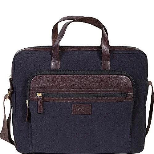 Suitcase with expandable design-Scully Cambria Berkeley Laptop Brief (Brown Leather & Midnight Navy Canvas)