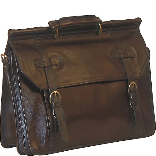 Suitcase with large compartments-Scully Hand Stained Calf Leather Overnight Workbag (Brown)