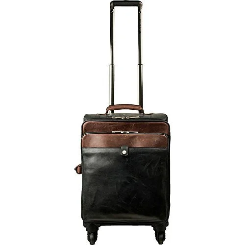 Suitcase with hidden pockets-Scully Unisex Aaron Wheeled Carry-On Black/Brown Handbag