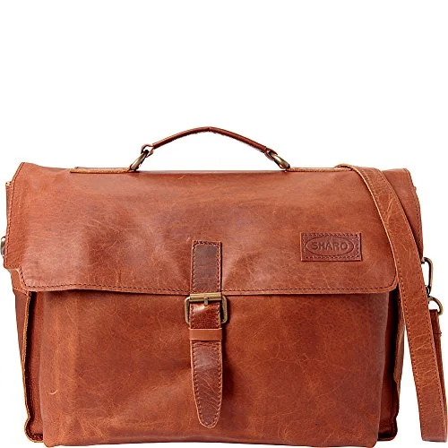 Suitcase for travel gear-Sharo Leather Bags Leather Brief (Dark Brown)