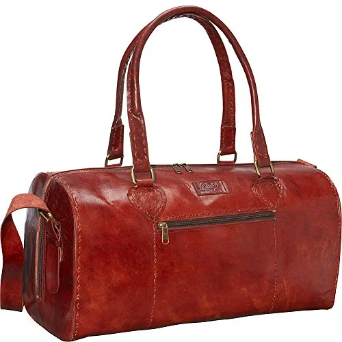 Duffle Bags for vans-Sharo Leather Bags Red Round Duffle Bag (Red)