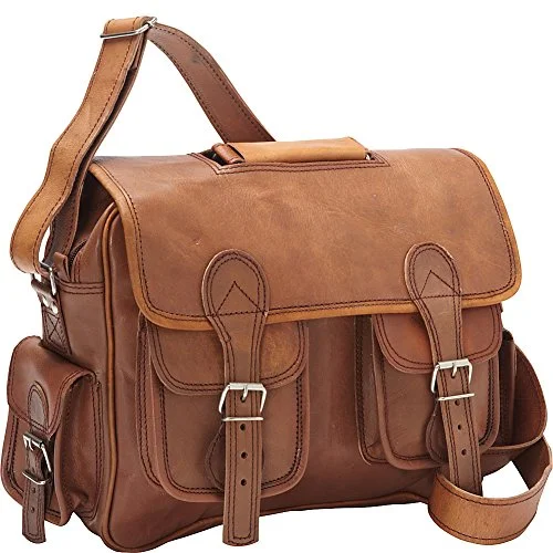 Suitcase for eco-conscious travelers-Sharo Leather Bags Satchel (Dark Brown)