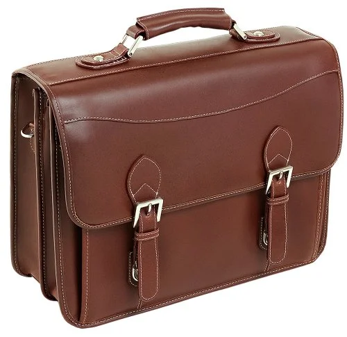 Suitcase with extra durability-Siamod Belvedere 25064 Cognac Leather Double Compartment Laptop Case