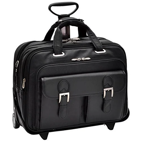 Suitcase with sleek patterns-Siamod Ceresola 46005 Black Checkpoint-Friendly 15.6" Detachable-Wheeled Laptop Case