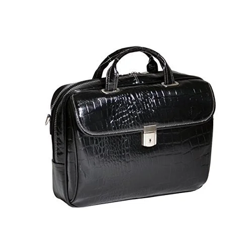 Suitcase for city breaks-Siamod Servano 35535 Black Leather Small Ladies’ Laptop Brief