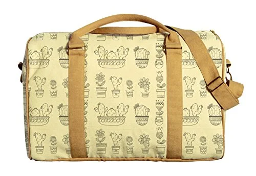 Suitcase for small electronics-Sketch Cactus Printed Canvas Duffle Luggage Travel Bag Was_42