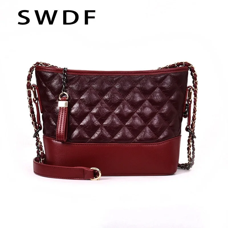 Crossbody with ultra-light fabric-Swdf Women Leather Bags For 2019 Simple Shoulder Bags Mini Package Chain Messenger Crossbody