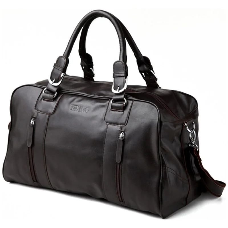 Duffle Bags foldable-Tiding Real Leather Duffle Bag Men Travel Bag Brand Portable Bag Casual Style Weekend Bag 1024