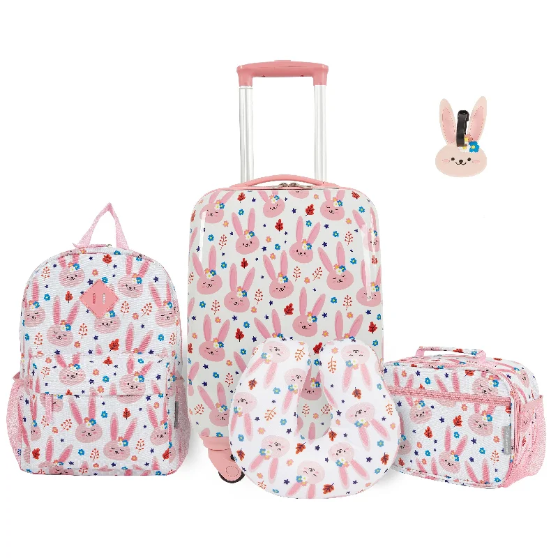 Suitcase with padded lining-Travelers Club Bunny 5 Piece Luggage Set