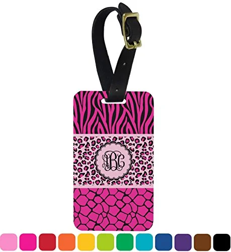 Suitcase for tropical trips-Triple Animal Print Aluminum Luggage Tag (Personalized)