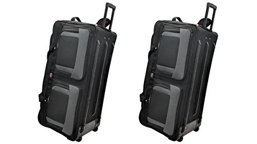 Duffle Bags for camping-TWO PCS Amaro 36 Inch 1200d Explorer Rolling Duffle Bag V.2 (BLACK)