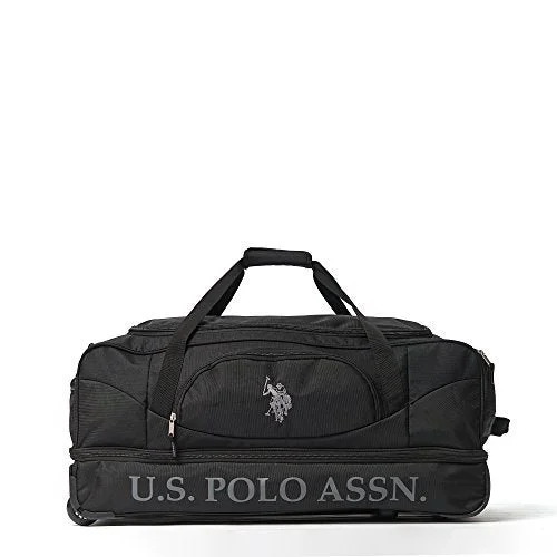 Duffle Bags for preschool-U.S. Polo Assn. Men'S 30In Deluxe Rolling Duffle Bag, Split Level Storage, Black