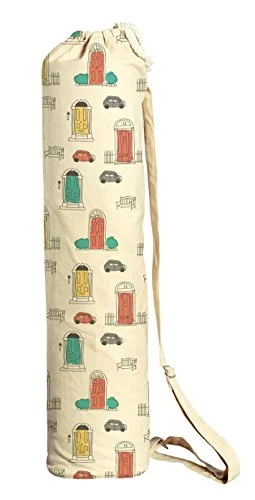 Suitcase with hidden zippers-Urban Doodles Pattern Printed Canvas Yoga Mat Bags Carriers Was_41