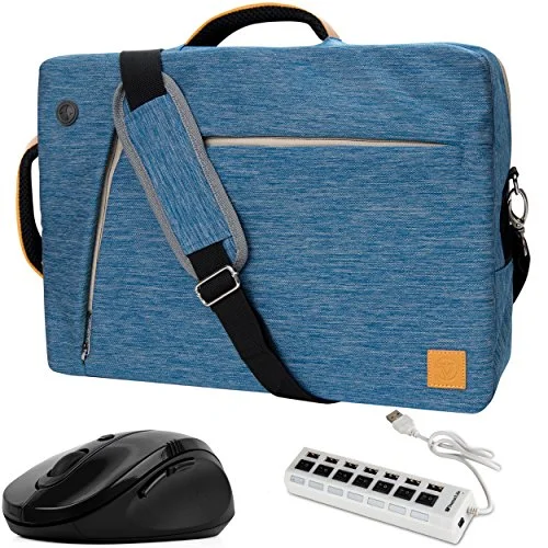 Suitcase with telescopic handle-Vangoddy 3-In-1 Hybrid 17.3Inch Blue Laptop Bag W/ 7-Port Usb Hub And Mouse Fit For Asus Vivobook