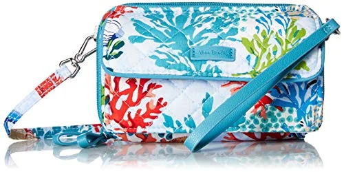 Crossbody for yoga-Vera Bradley Iconic RFID All in One Crossbody, Signature Cotton, Shore Thing