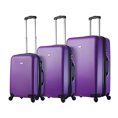 Suitcase with durable wheels-Viaggi Arezzo 3Pc Pur, Purple