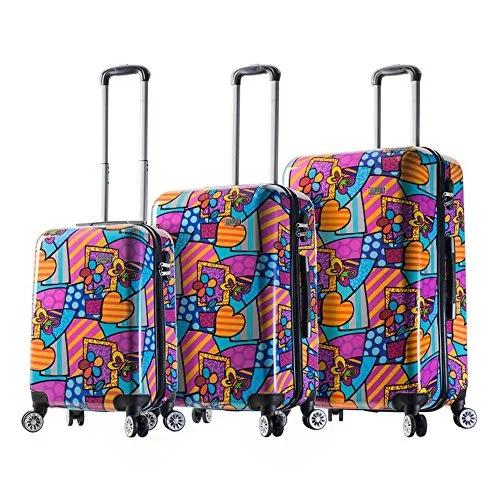 Suitcase with multiple pockets-Viaggi Butterfly, Love, Flower 3Pc, Butterfly/Love/Flower Print